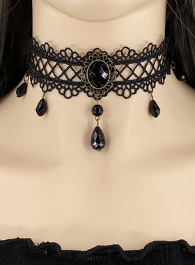 宽项链脖子饰品颈带宽边蕾丝遮疤痕颈部饰品简约超宽锁骨脖链