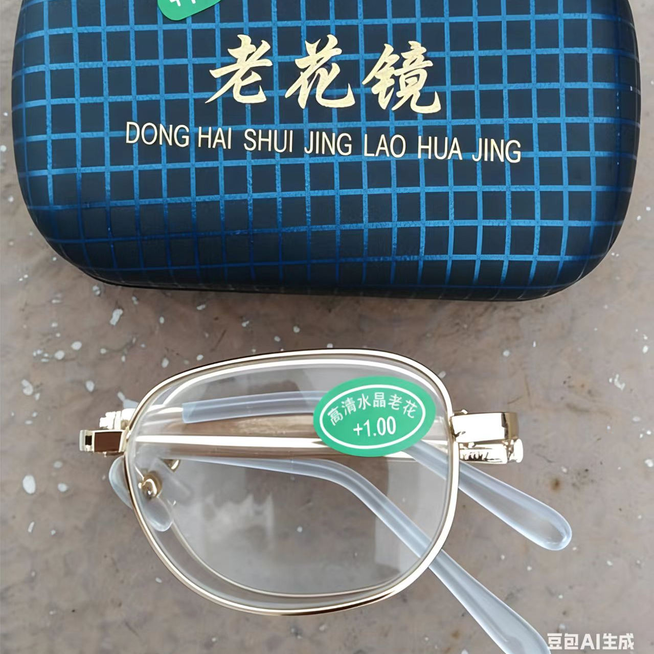 石头老花眼镜水晶折叠男女眼镜便携养目护眼老光眼镜