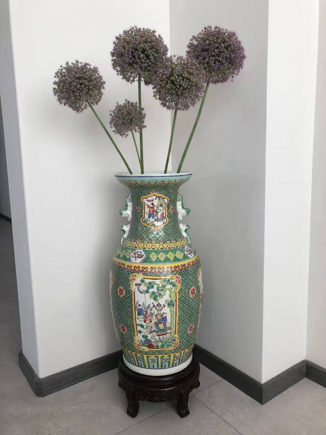 三羊开泰高两河手绘粉彩仿古陶瓷落地花瓶乔迁家居送礼摆件插花瓶