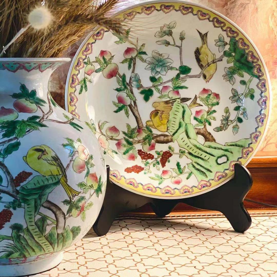 摆件赏盘手绘中式工艺品瓷器美观
