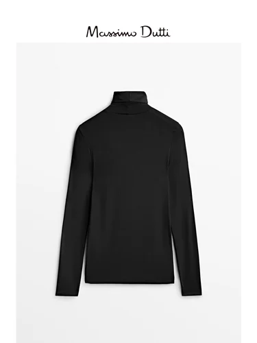 Massimo Dutti Весенний черный ростомер, базовый приятный телу лонгслив, трикотажный свитер, облегающий крой