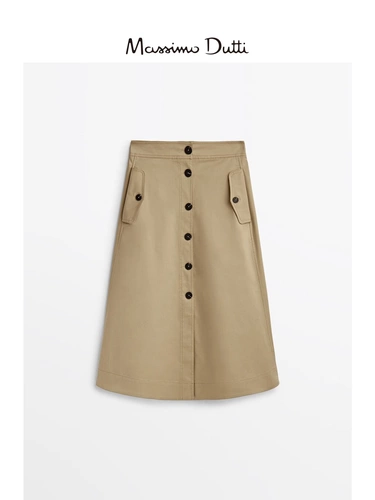 Massimo Dutti Весенняя дизайнерская комфортная юбка, длина миди, А-силуэт