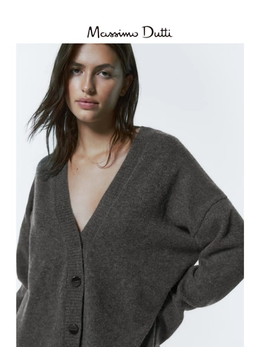 Massimo Dutti, весенний шерстяной трикотажный кардиган, свитер