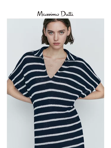 New Jitehui Massimodti Женская одежда 2023 Осень Новый праздник хлопковой хлопковой батончики Polo Prolo платье воротника 0642796401