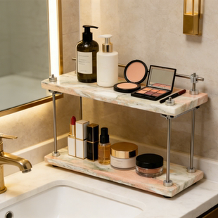 大理石卫生间置物架化妆品轻奢台面浴室洗漱台洗手间用品收纳架子