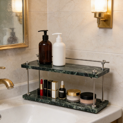 大理石卫生间置物架放置架高档双