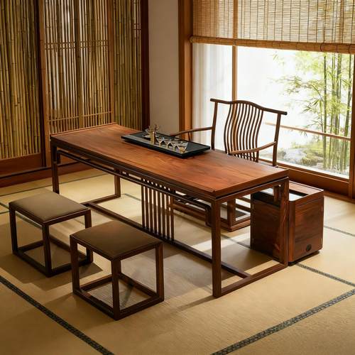 新中式茶桌椅组合室家用黑