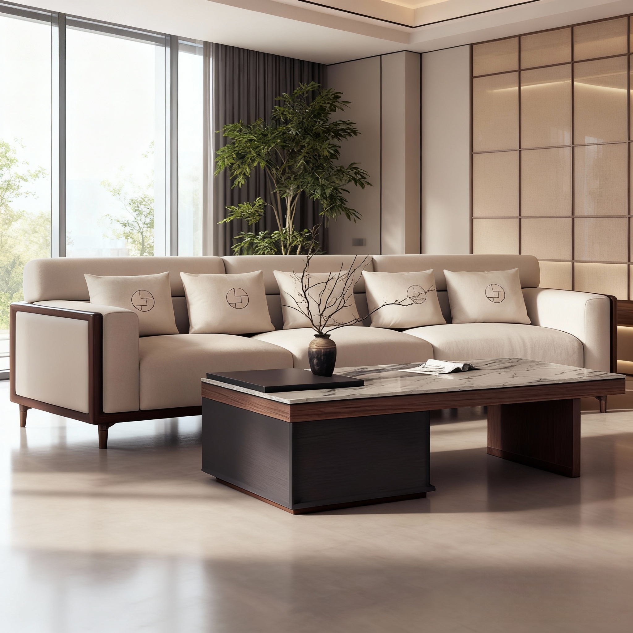 宋式美学北黑胡桃木沙发20