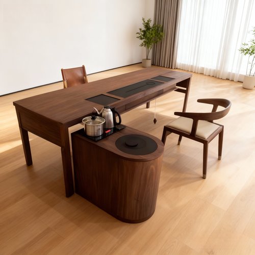 宋式美学全实木黑胡桃茶桌