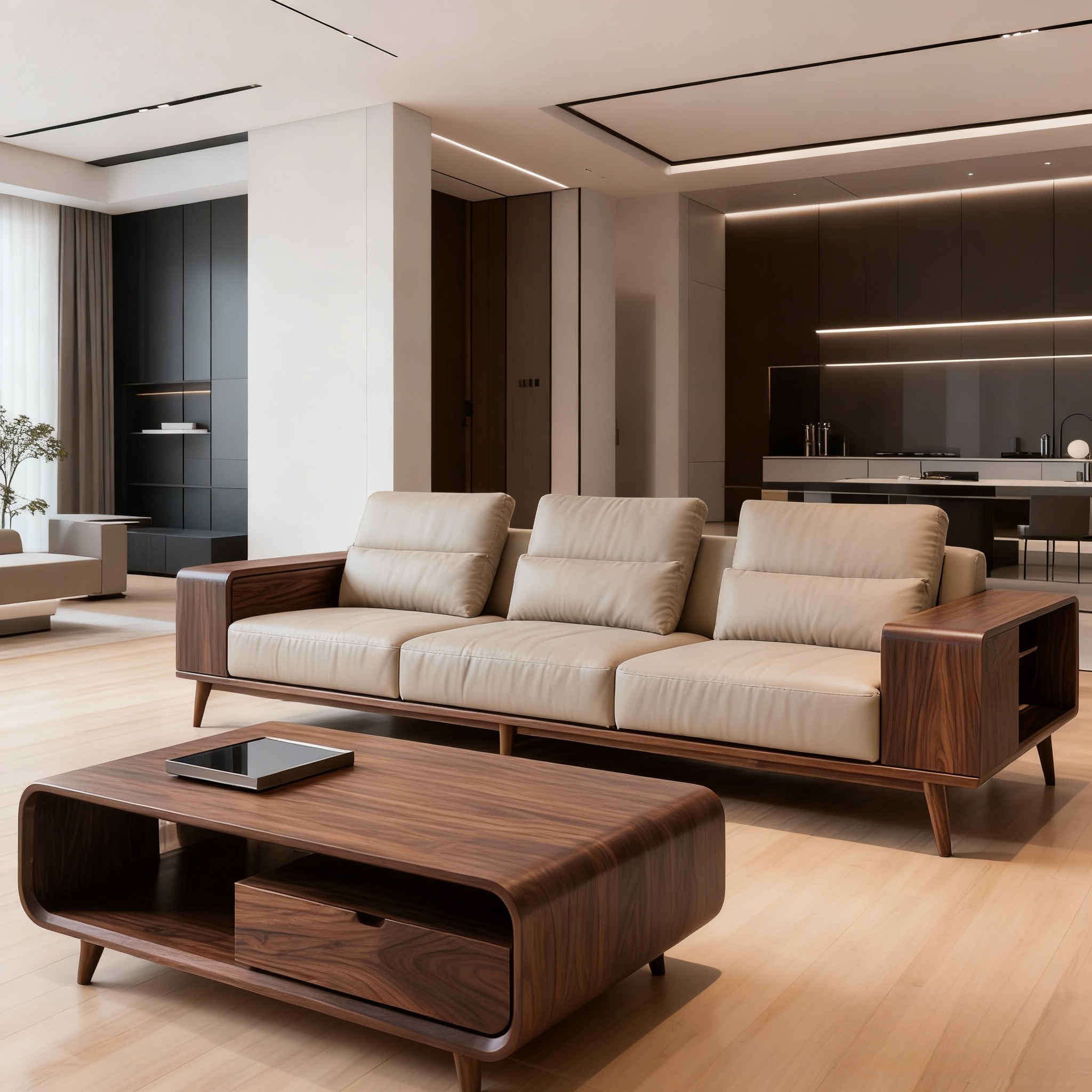 宋式美学北黑胡桃木沙发20