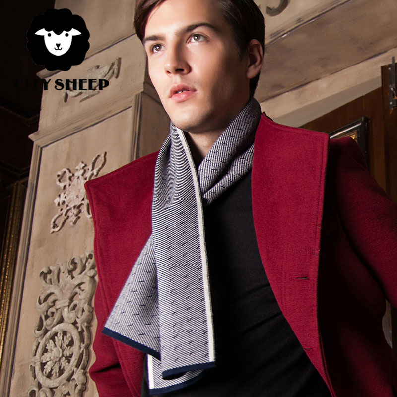 男士商务高档礼盒装短款羊毛围巾