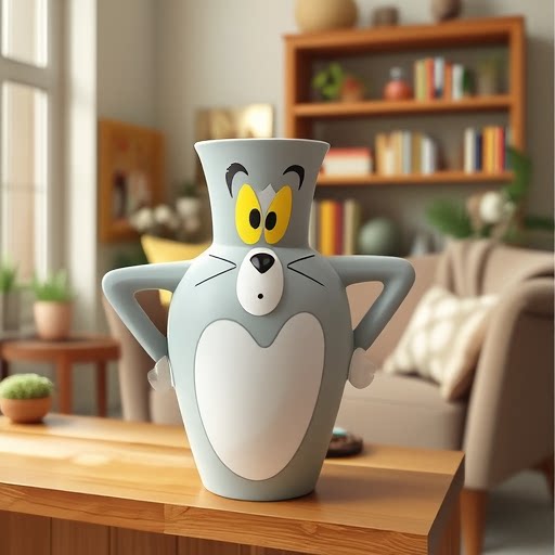 一个创意可爱汤姆猫花瓶树脂工艺品插花笔筒居家客厅桌面装饰礼物