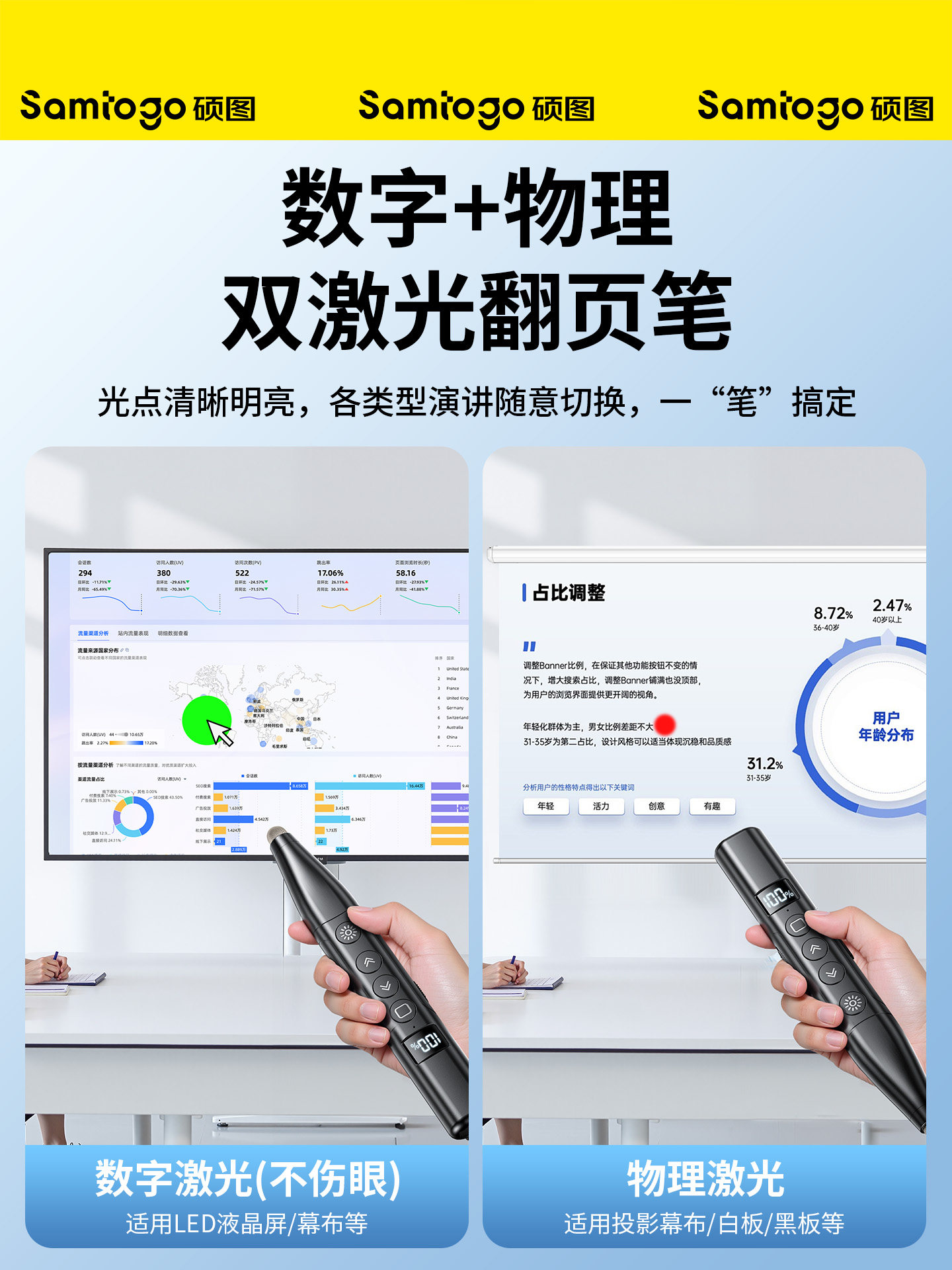 led屏专用】硕图数字激光翻页笔教师用多功能遥控笔适用希沃白板图片