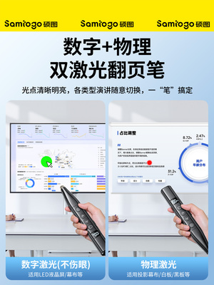 led屏专用】硕图数字激光翻页笔教师用多功能遥控笔适用希沃白板