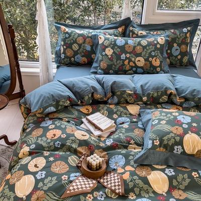 cotton retro bedsheet sets bed fitted sheet duvet cover set