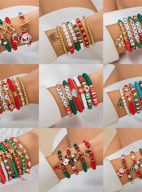 Christmas Bead Set  Festival Gift Bracelet圣诞节手炼手饰