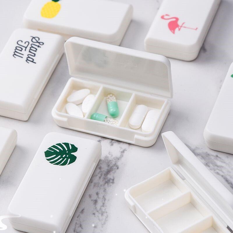 3 Grids Mini Pill Case Plastic Travel Medicine Box Cute Smal