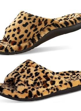 Shevalues Leopard Print Fur Won Slippers Fuzzy House Slipp