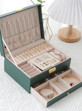 Jewelry box earring storage box nelace ring two layers
