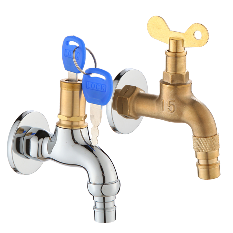 希瑞斯户外防盗带钥匙加长全铜体家用带锁水龙头单冷全自动洗衣机