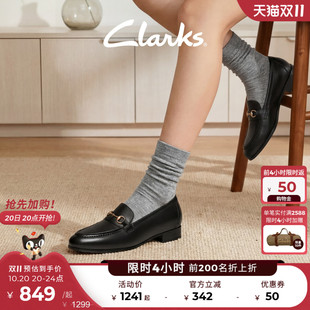 【小黑鞋】clarks其乐Routee25Penny女鞋乐福鞋新品幸运币小皮鞋