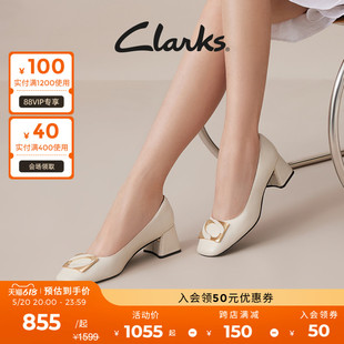 2024春季 款 舒适方根中跟单鞋 Clarks其乐妮嗒女鞋 女粗跟高跟鞋 婚鞋