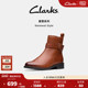 Clarks其乐RenewalStyle秋冬新品 棕色宽筒切尔西靴显瘦短靴女