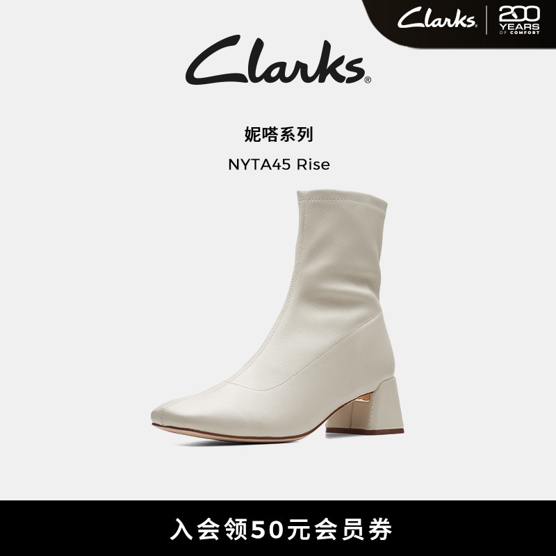 clarks舒适时装靴粗跟女鞋软糯