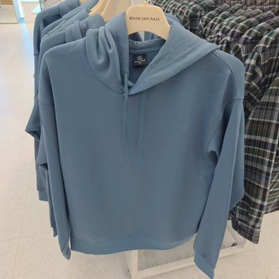 可隆KOLONSPORT高端时尚纯色宽松连帽针织长袖卫衣