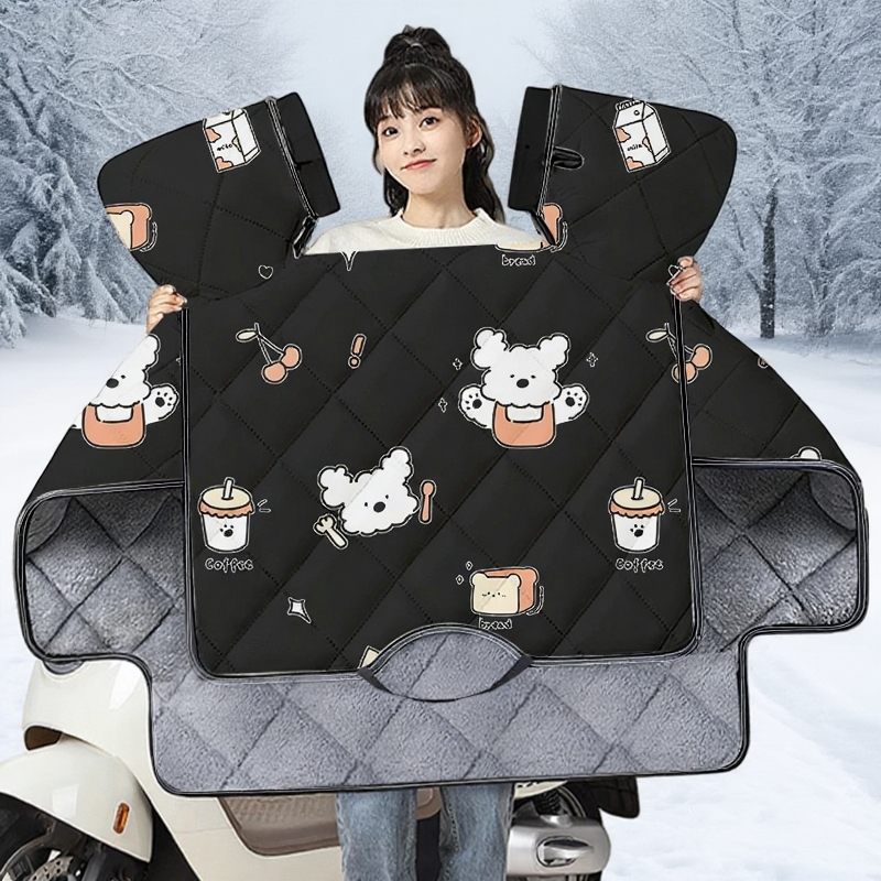 电动车挡风冬季加绒加厚加大护肩护腿款电瓶摩托车防水防风罩冬款