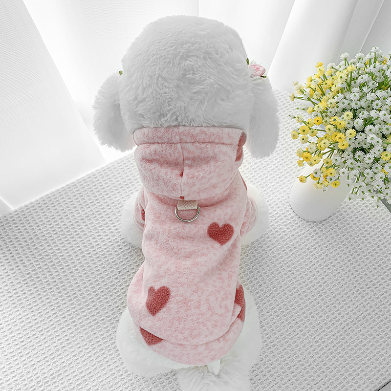 狗狗衣服春秋宠物粉色可爱秋冬保暖卫衣泰迪博美比熊小狗牵引外套