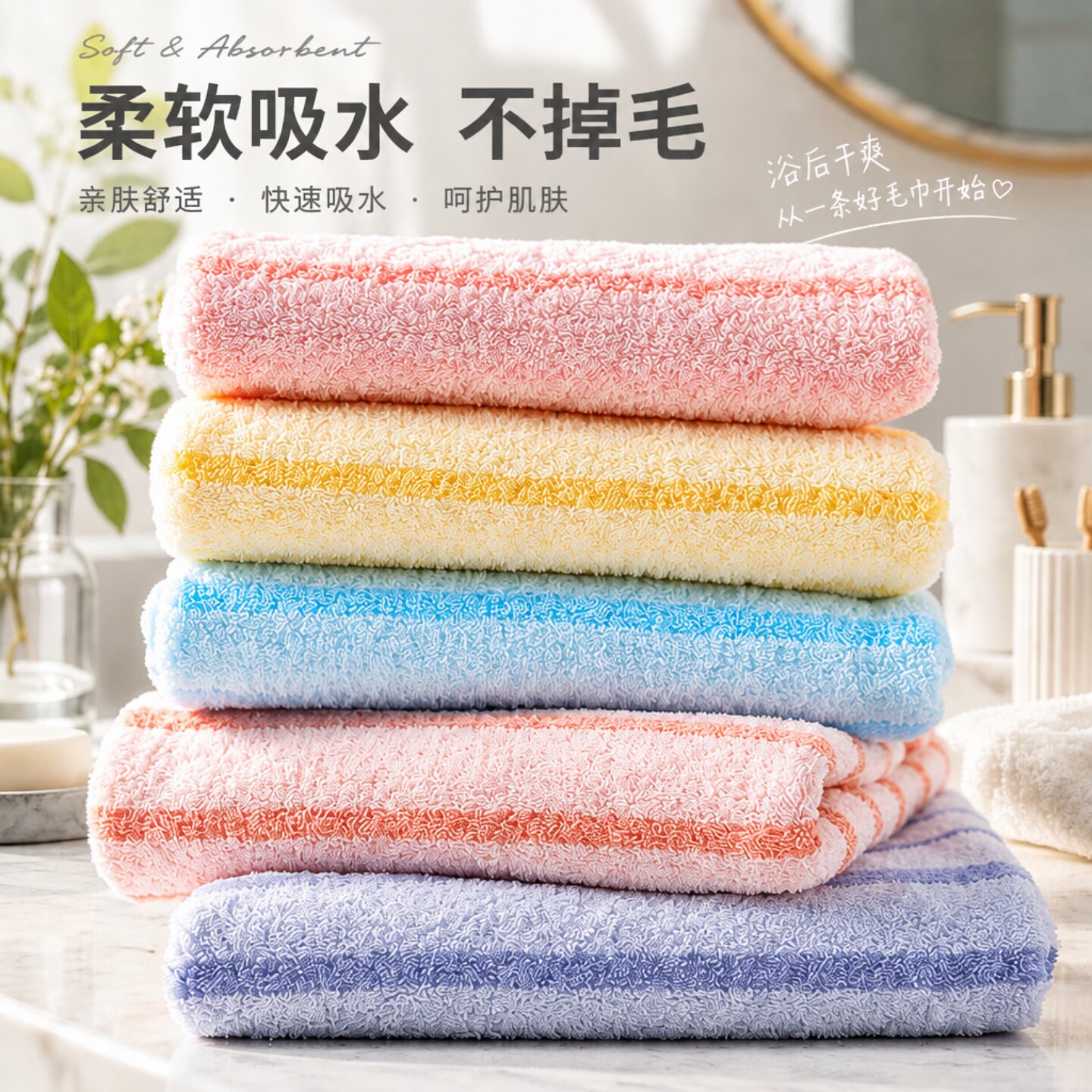 加厚珊瑚绒吸水速干不掉毛面巾