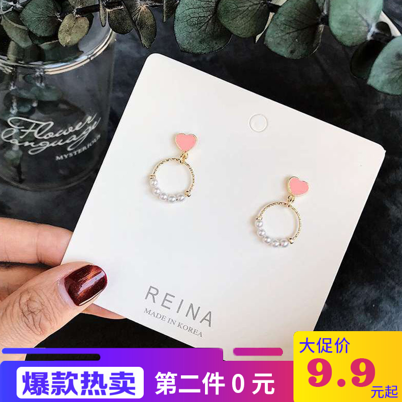 韩国网红耳环女2019新款潮可爱珍珠耳钉女精致小巧简约气质款耳饰