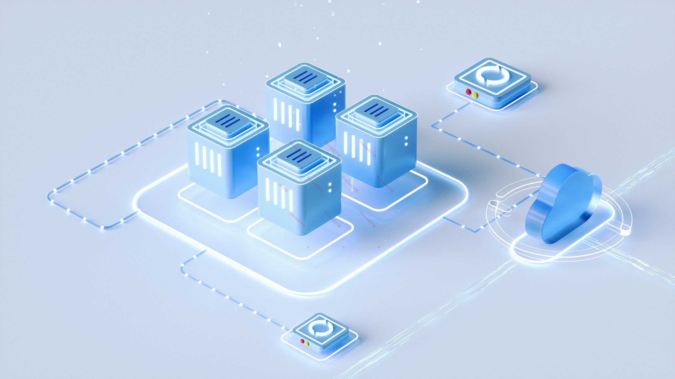 c4d微软风格区块链科技感场景图标渲染网页3d工程oc材质源文件