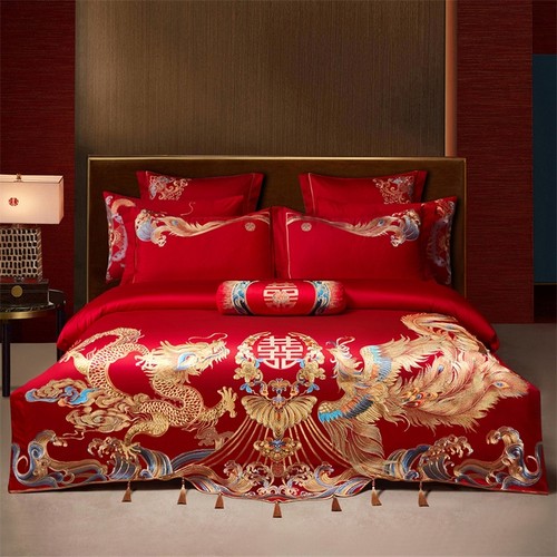 婚庆四件套全棉喜庆大红结婚被套