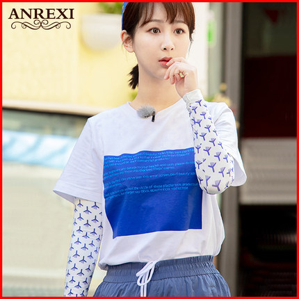 杨紫同款衣服女防晒长袖t恤打底衫2026韩版圆领套头宽松时尚ins