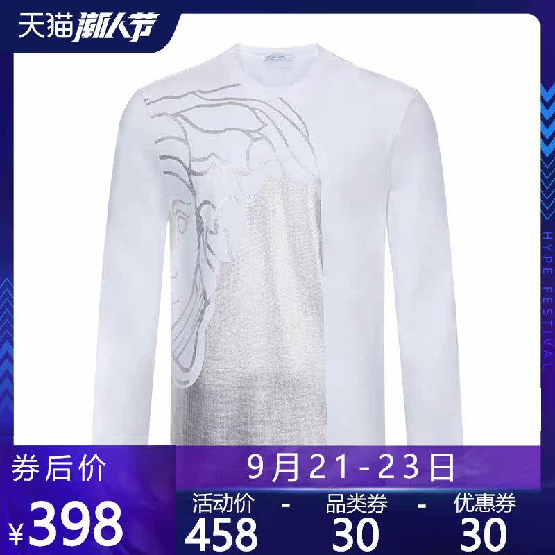 正品Versace/范思哲男装新款VC半脸烫金美杜莎男士休闲长袖T恤