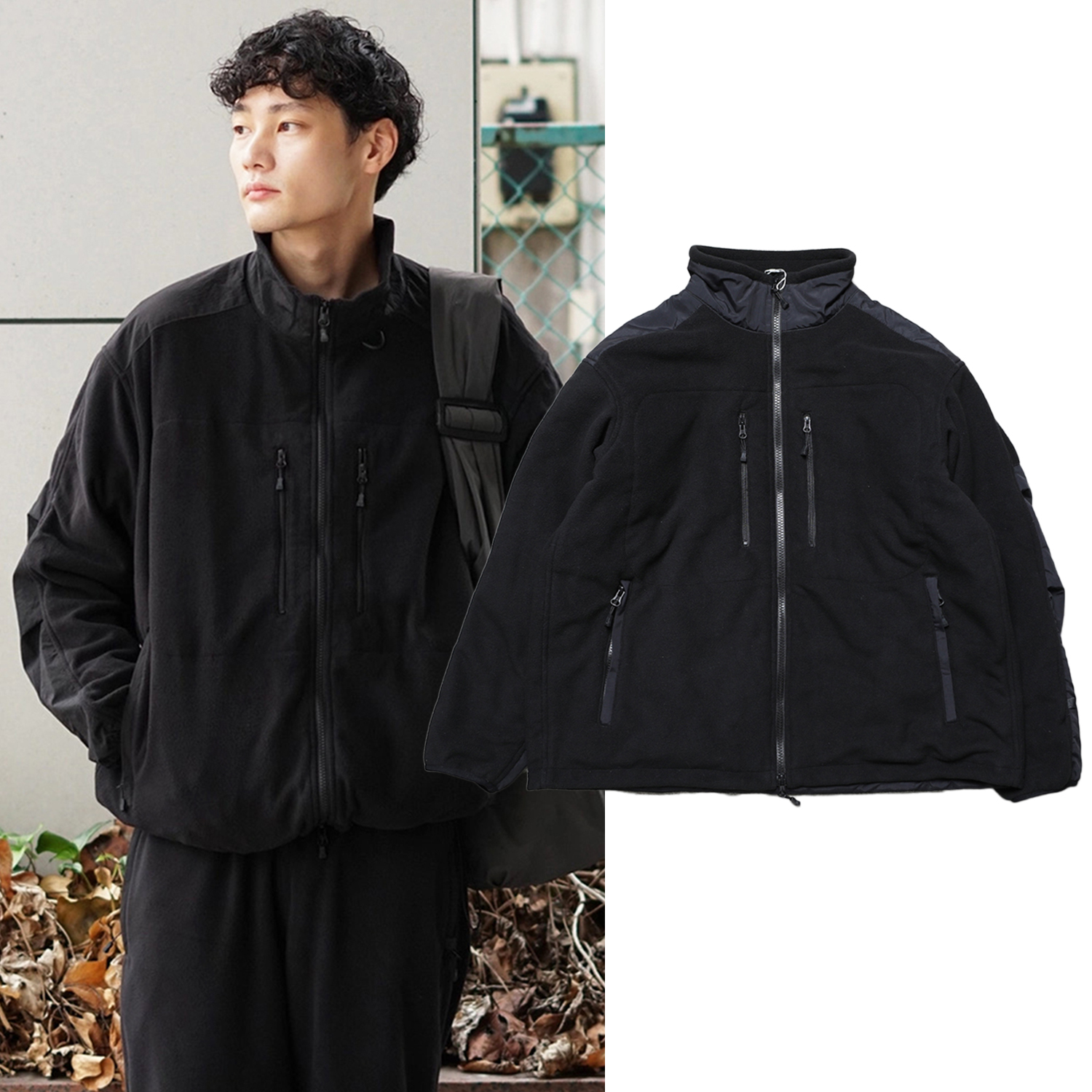 户外轻质抓绒立领拉链夹克