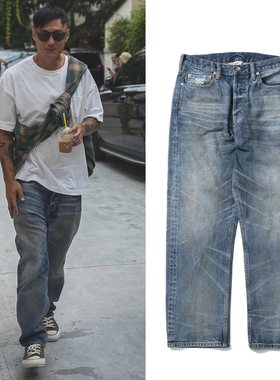 现货 MADNESS 25AW PRM 余文乐同款水洗做旧宽松直筒赤耳牛仔长裤