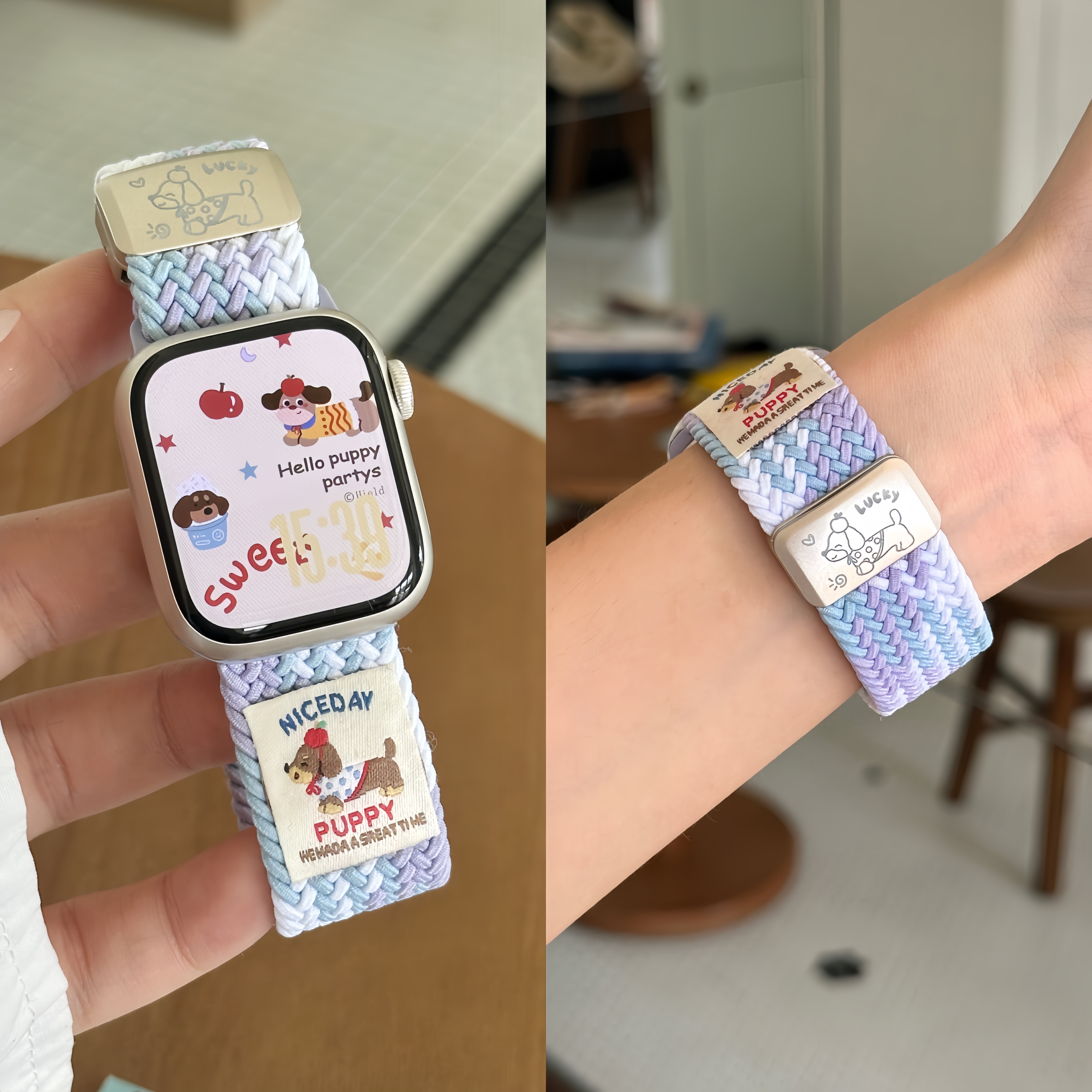 适用苹果手表iWatch10代手表带S11编织尼龙AppleWatch8/7/6可爱回环女7/6/5/4时尚休闲印花弹力腕带配件45mm,智能设备,智能手表手环表带/腕带,淘宝优惠券,粉丝福利购,淘宝优惠卷