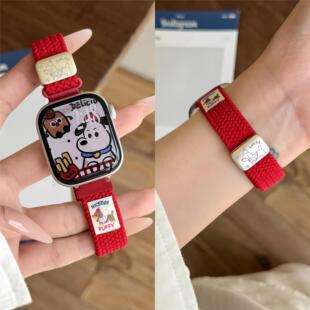 适用华为Watch FIT4表带Watchfit3华为手表带新年红色fit4pro编织磁吸腕带fit3腕带透气男女新款高级感替换带