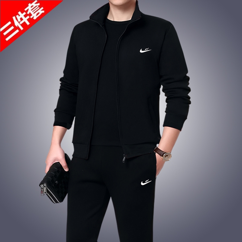 运动套装男秋冬季新款男士休闲套装男加绒保暖跑步运动服爸爸衣服