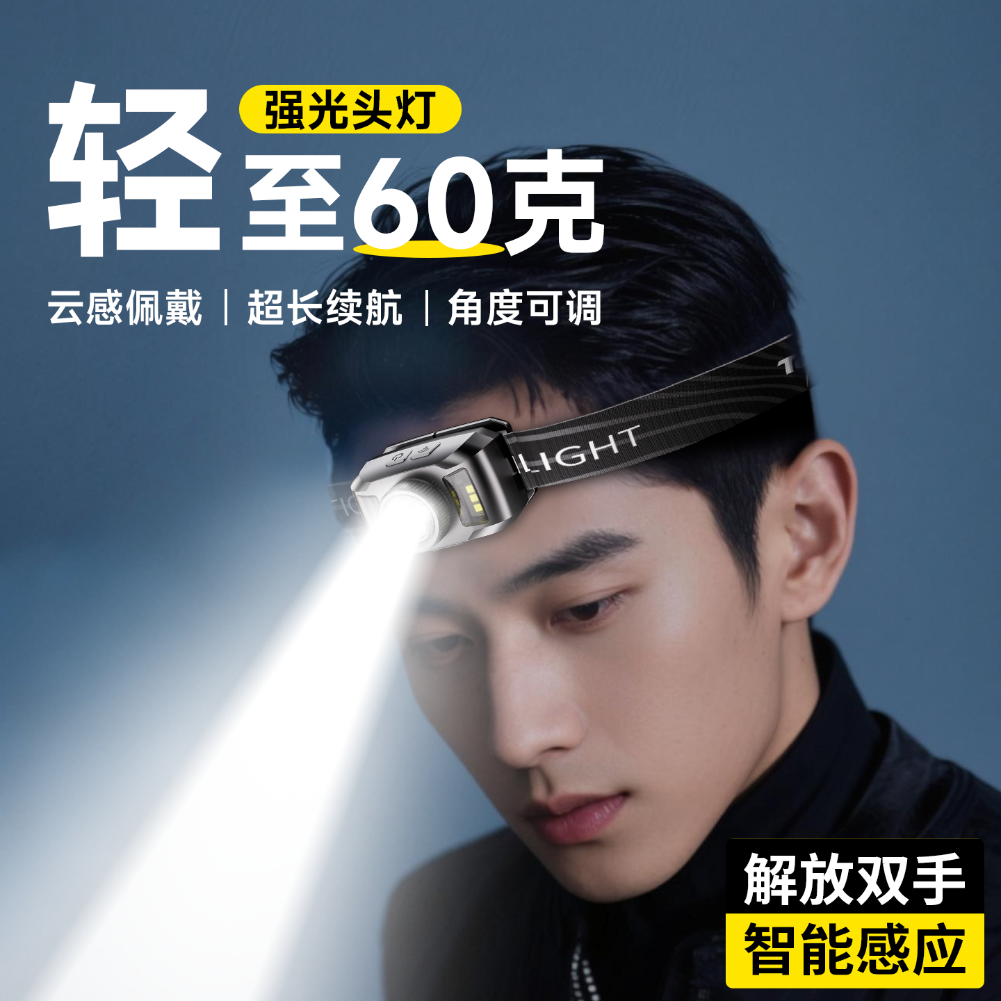 头灯小型轻便新款强光超亮充电超长续航户外登山钓鱼头戴式照明灯