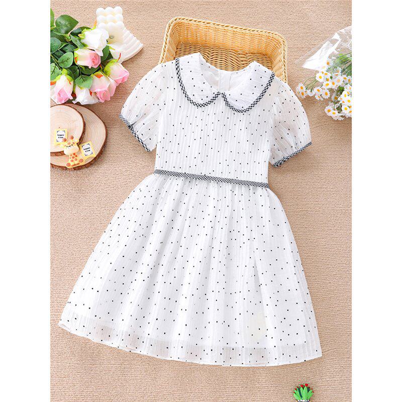 女童夏季小圆点娃娃领礼服连衣裙