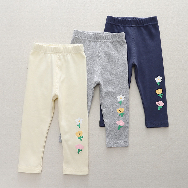 纯棉女童打底裤薄款新款儿童洋气裤子宝宝婴儿休闲外穿长裤潮春秋