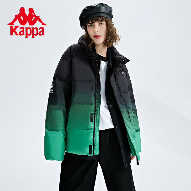 Kappa卡帕笑脸羽绒服新冬情侣立领防寒渐变面包服外套K0CZ2YY01D