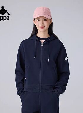 Kappa卡帕背靠背运动外套女新款休闲连帽卫衣开衫上衣潮K0F22MK21