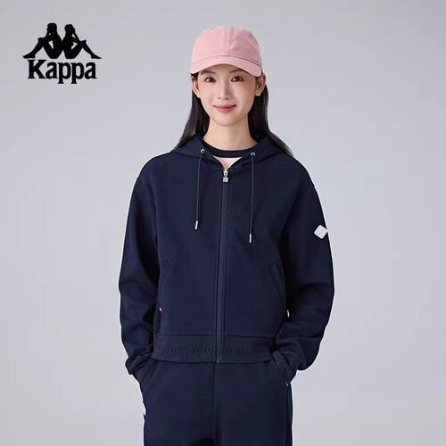 Kappa卡帕背靠背运动外套女新款休闲连帽卫