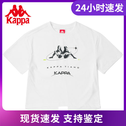 Kappa卡帕短袖新款女图案印花运动T恤休闲圆领半袖K0C42TD02F