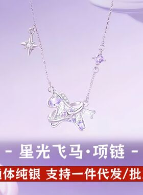 新款星光飞马足银999项链精致小众设计纯银锁骨链颈链情人节批发